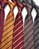 Men's trendy striped jacquard polyester silk ties, professional formal tie manufacturer wholesale.