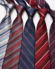 Men's trendy striped jacquard polyester silk ties, professional formal tie manufacturer wholesale.