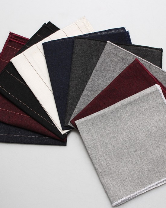 Solid cotton jacquard striped handkerchiefs in stock, Shengzhou manufacturers, wholesale men's pocket squares