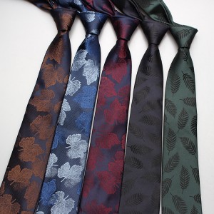 Fashionable casual floral leaf arrow-shaped men's tie in stock Business polyester jacquard suit ties for banquets