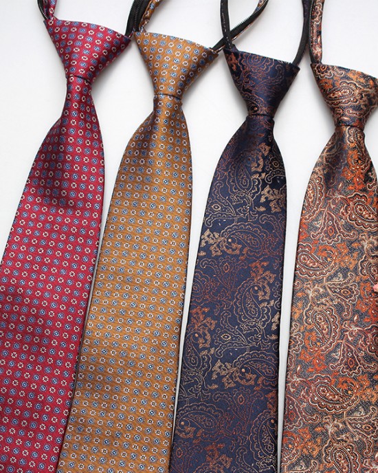 Hot-selling 8cm formal business tie, men's zippered lazy tie, small flower and cashew pattern, various colors