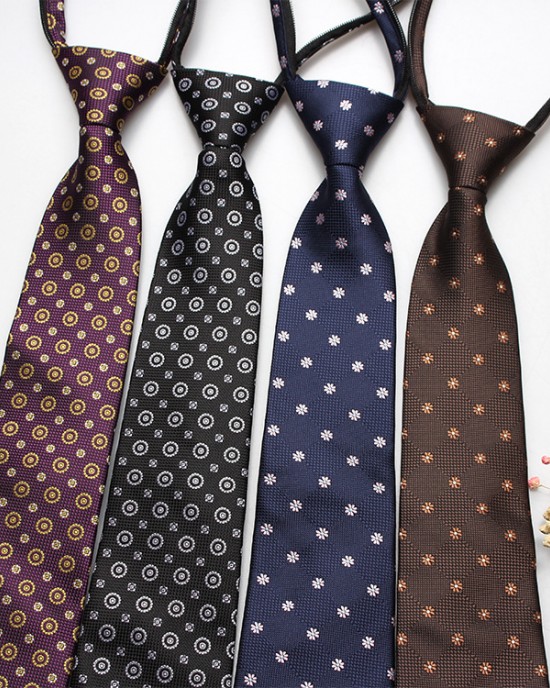 Hot-selling 8cm formal business tie, men's zippered lazy tie, small flower and cashew pattern, various colors