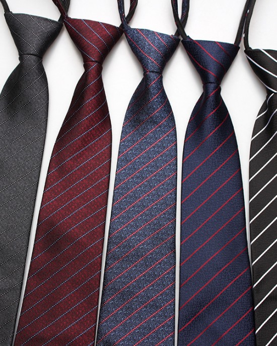 Lazy zipper tie 8cm Men's formal business professional polyester jacquard striped plaid tie wholesale