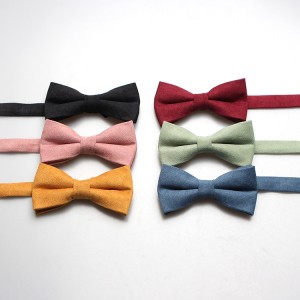 2025 Shengzhou factory direct supply of trendy solid-color Korean velvet bow ties, men's evening wedding shirt bow ties.