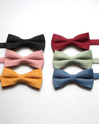 2025 Shengzhou factory direct supply of trendy solid-color Korean velvet bow ties, men's evening wedding shirt bow ties.