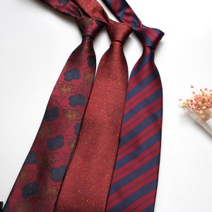 Shengzhou factory direct supply of trendy 8cm red striped hand-tied ties for business formal wear and casual work wear.