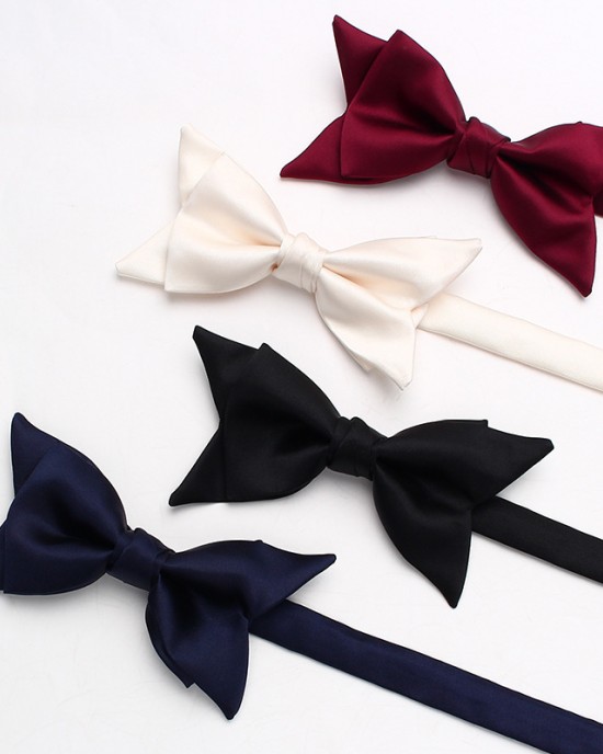 Lei'er new solid color double-layer bow tie, men's business fashion, British-style suit accessories, wedding bow tie in stock.