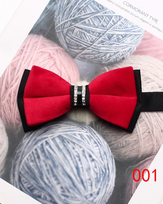 Lei'er men's wedding dress photoshoot bow tie, Chinese-style stylish, burgundy, navy blue, metal diamond bow tie.