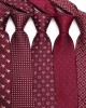 Lei'er burgundy men's tie, vintage groom wedding tie, striped polyester silk business tie, factory in stock