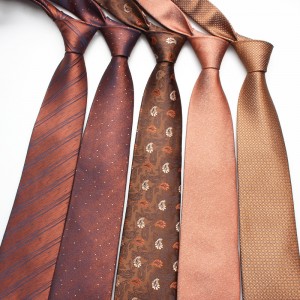 Factory-in-stock wholesale 2022 new coffee-colored men's casual and fashionable polyester hand-tied ties in a variety of colors.