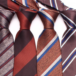 Lei'er new brown tie, 8cm men's business fashion polyester hand-tied tie in multiple colors.