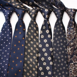 New Navy Blue Series Ties, Business Fashion Diagonal Striped Small Floral Pattern, 8cm Polyester Silk Ties, Wholesale & In Stock