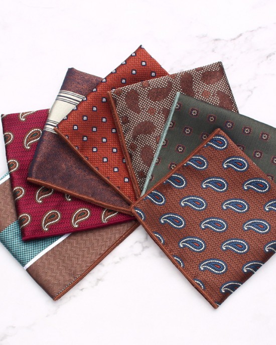 Men's suit, cashew flower pocket square, banquet, wedding photography, formal dress chest scarf, small square handkerchief, shirt pocket square.