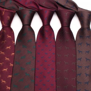 New retro animal pattern men's ties, 8cm polyester silk yarn-dyed, cut-out, hand-tied ties, wholesale