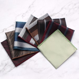 Source Manufacturer Pocket Squares for Men, Polyester Suit Chest Handkerchiefs, Multi-Colored Striped Handkerchiefs, Wholesale