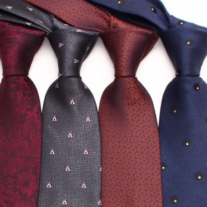 Lei'er burgundy tie, men's groomsmen wedding tie, yarn-dyed polyester business tie wholesale