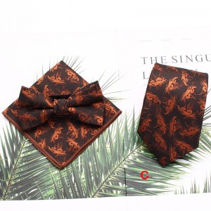 Lei'er men's tie sets, three-piece polyester striped tie, bow tie, and handkerchief set. Suit accessories manufacturers in stock