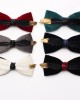 New style, solid-color, textured velvet bow ties for men with feather embellishments. Fashionable suit accessories and business bow ties available for wholesale.