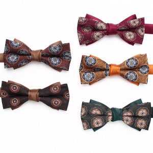 Lei'er patterned bow tie in stock, men's bow tie in multiple colors, wedding groom bow tie, bow tie with flower, wholesale.