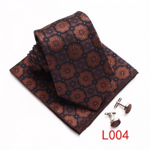 Leier floral polyester three-piece suits, gentleman's fashionable and casual men's ties, handkerchiefs, and cufflinks.