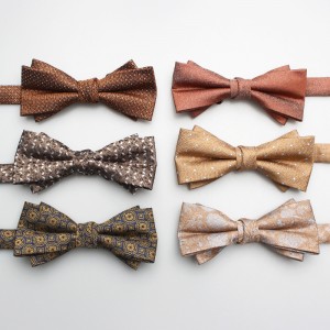 2022 New Fashion Brown Bow Ties Men's double-layer wedding groomsmen bow ties in various styles, ready for wholesale.