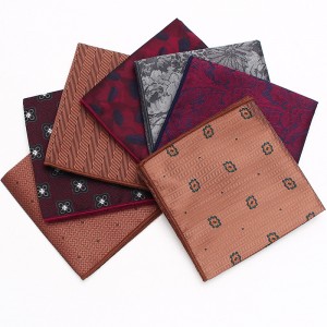 Manufacturer of men's business suit pocket squares, patterned wedding handkerchiefs, and small square handkerchiefs for banquets and suit accessories.