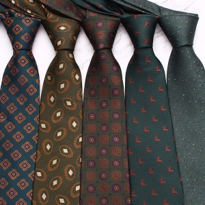 New green series men's business ties, retro and fashionable striped paisley polyester hand-tied ties, wholesale