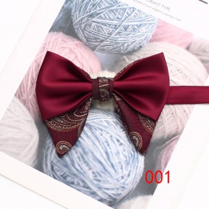 Leier solid-color men's double-layered ox-horn bow ties, in stock, polyester jacquard casual wedding neckties.