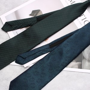 Leier men's silver-green tie, easy-to-pull 8cm business tie, zippered lazy tie, striped tie manufacturer.