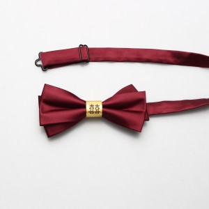 Red wedding tie with a "happiness" character, solid-color wedding bow ties for groomsmen, formal wedding bow ties, bow tie ties for suits