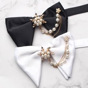New solid color men's polyester bow tie and neck flower, casual business wedding ox-horn bow tie, wholesaler