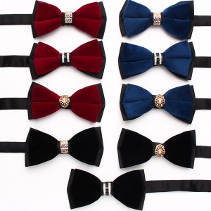 Lei'er men's wedding dress photoshoot bow tie, Chinese-style stylish, burgundy, navy blue, metal diamond bow tie.