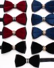 Lei'er men's wedding dress photoshoot bow tie, Chinese-style stylish, burgundy, navy blue, metal diamond bow tie.