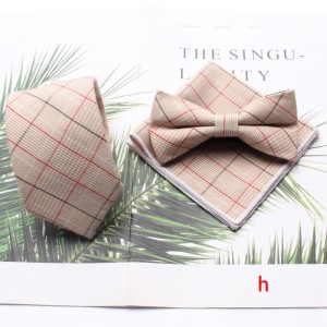 Polyester-cotton business formal suit ties, men's plaid chest scarf, banquet handkerchief. Three-piece suits available for wholesale from manufacturers.