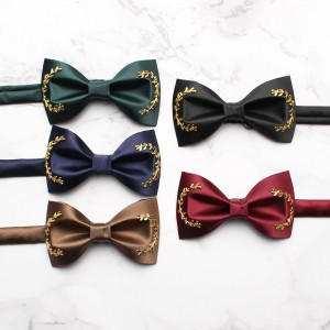 Men's custom-made bow ties, solid-color wedding bow ties for groomsmen and groomsmen, wholesale polyester yarn-dyed bow ties