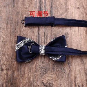Men's fashionable and trendy shirts, suits, banquets, wedding accessories, solid color diamond-embellished bow ties, wholesaler