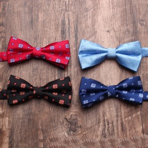New men's bow ties, stylish boxer-style business casual polyester bow ties, manufacturer, and wholesale men's striped bow ties.