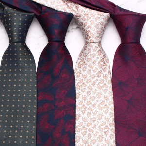 Lei'er burgundy men's tie, vintage groom wedding tie, yarn-dyed polyester silk business tie manufacturers in stock